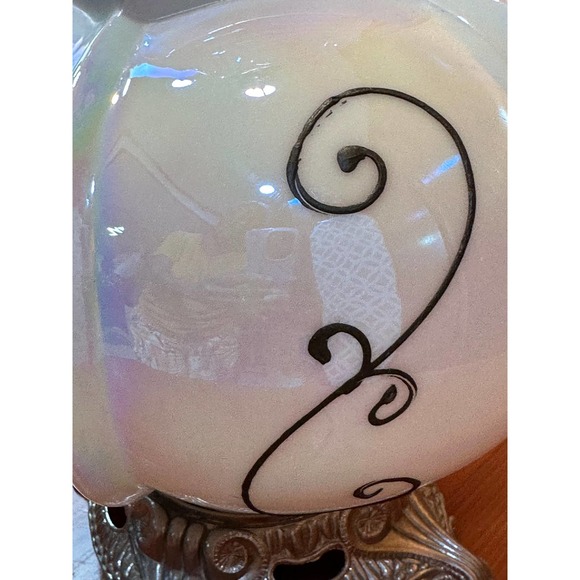 Vintage Iridescent Glass Lamp with Raised Accents - Picture 5 of 10